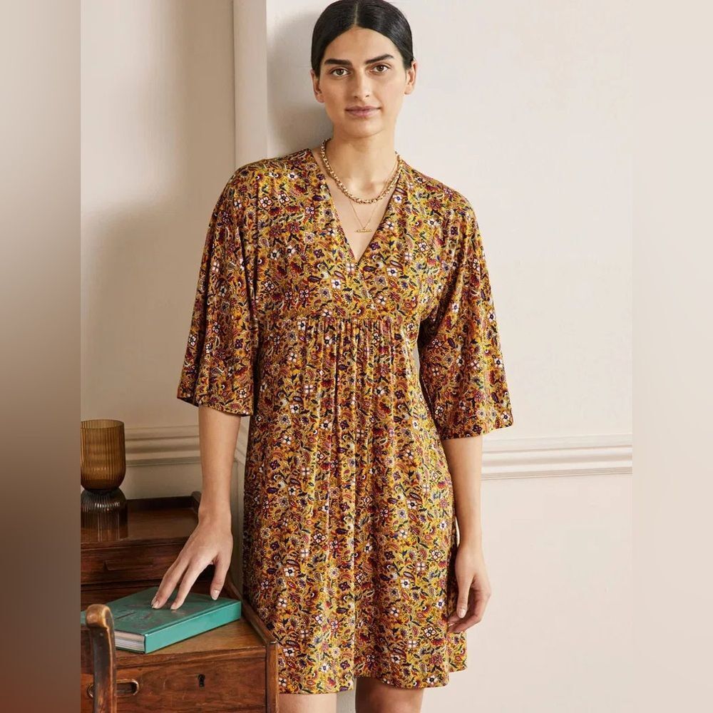 Boden *BLUE* Easy Jersey Empire Dress 10